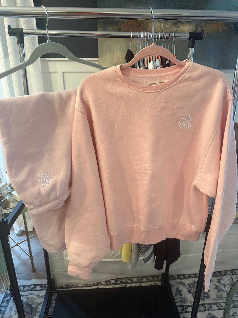 Brunette The Label Powder Pink Crewneck Sweatshirt and Pants